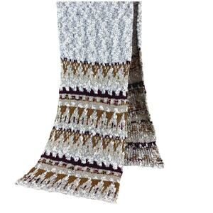 Prince & Fox Womens Knit Scarf Gray Purple Gold New